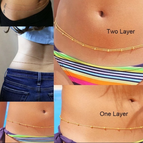 Silver tone single layer belly chain - Picture 5 of 5